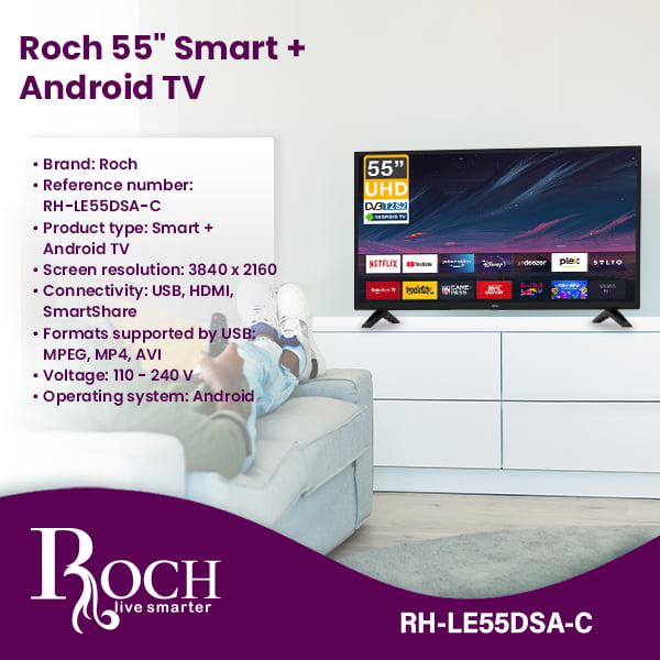 Roch Smart tv 55 Inch 4k + Google TV