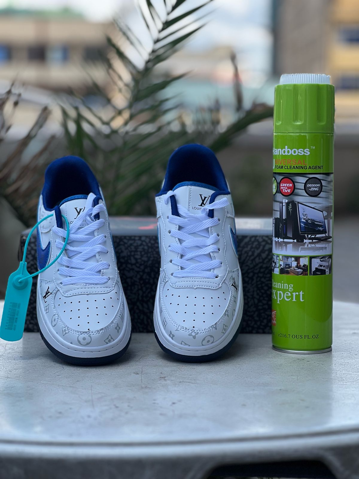 Nike Air Force 1 Low - White, Blue & Louis Vuitton Inspired Accents