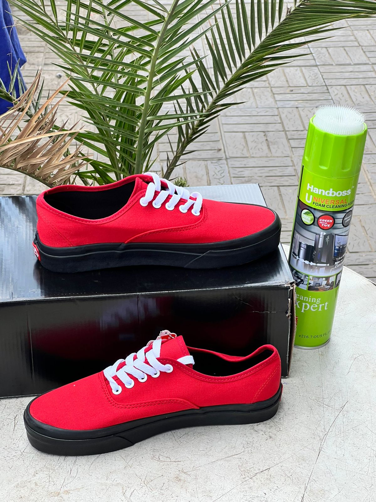 Vans-Inspired Bold Red & Black Sole Canvas Sneakers