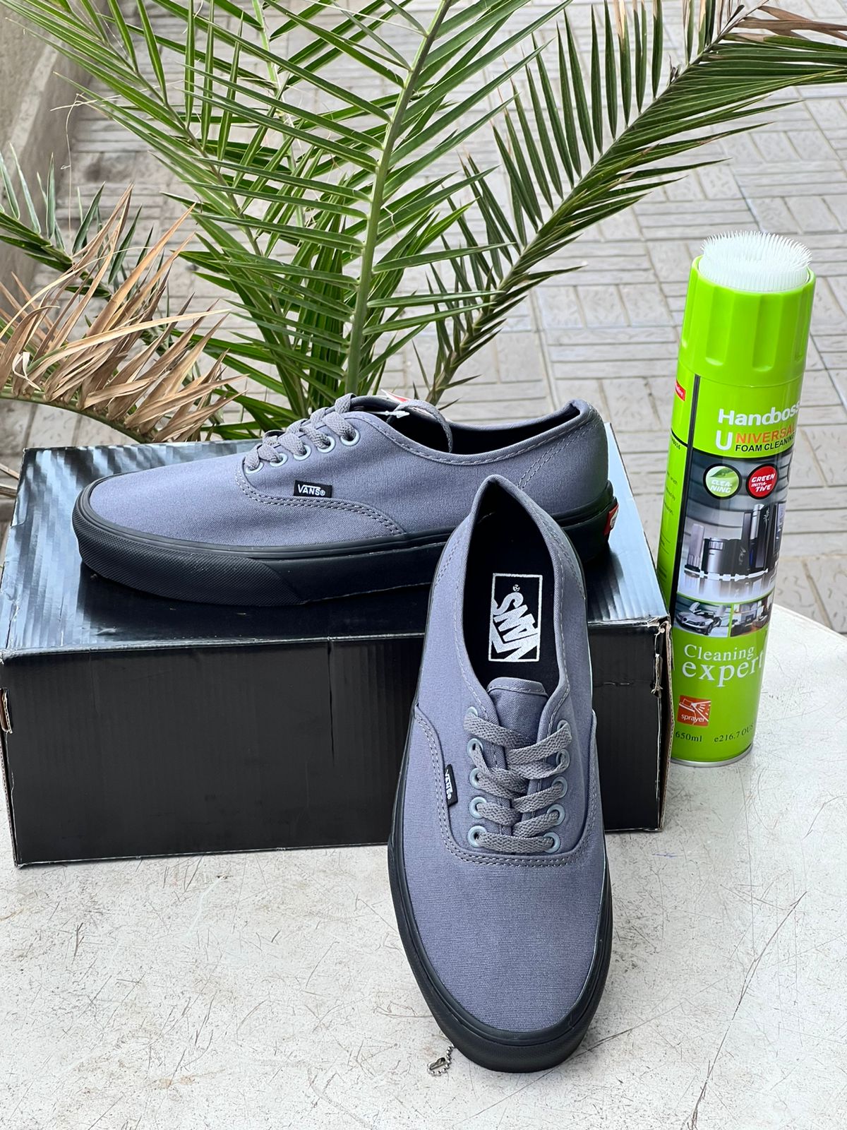 Vans Grey Canvas & Black Sole Sneakers