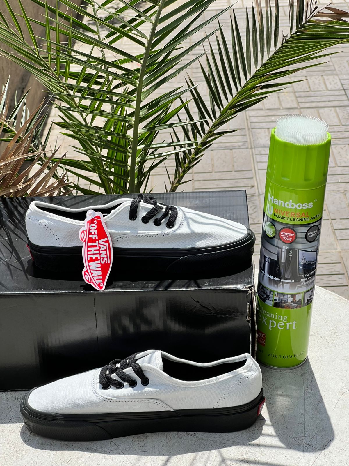 Vans Classic White Canvas & Black Sole Sneakers