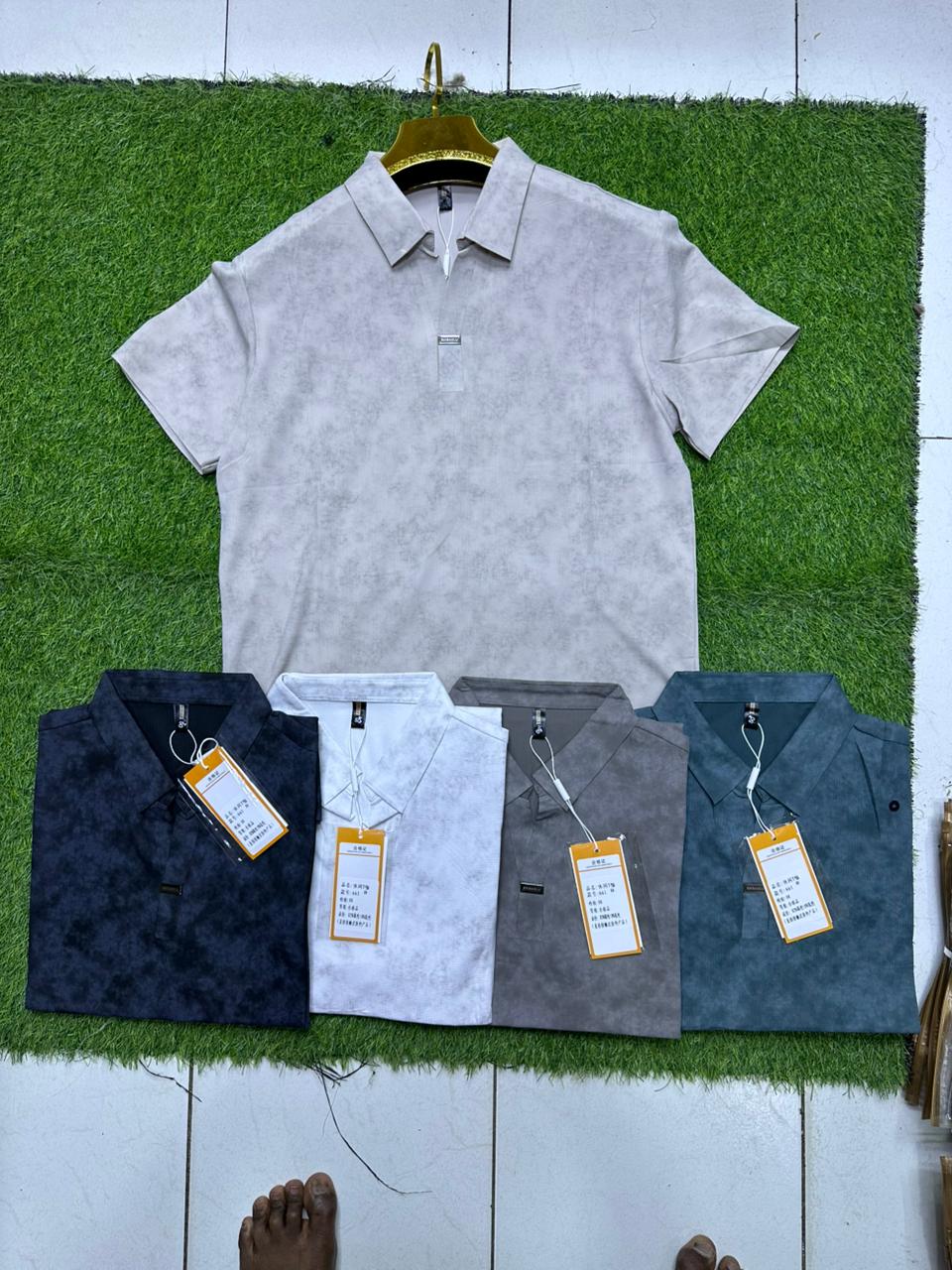 Men’s Suede-Effect Half-Zip Polo Shirt