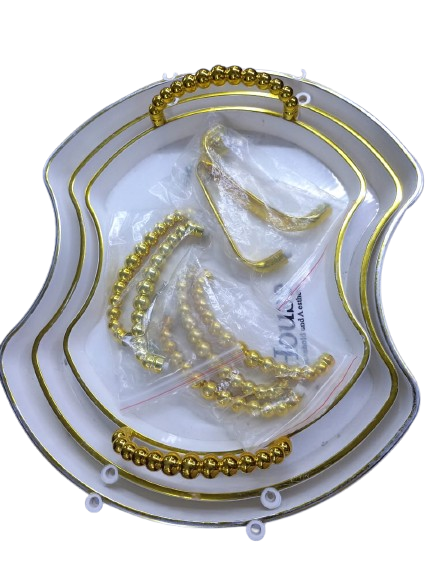 Set of 3 Serving Trays with Gold Handles