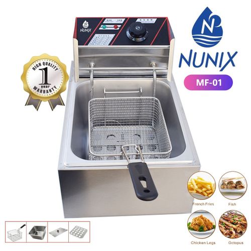 Nunix DF-01 Electric Deep Fryer - Single 6Litres Tank Capacity,