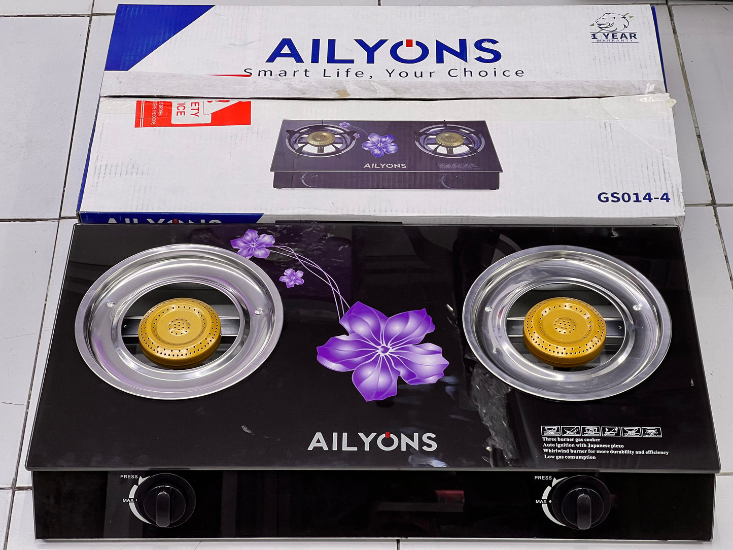 Glasstop Gas Cooker (Double Burner) - Ailyons