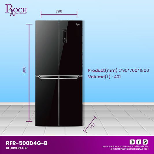 Roch 500D4G-B Fridge 401L