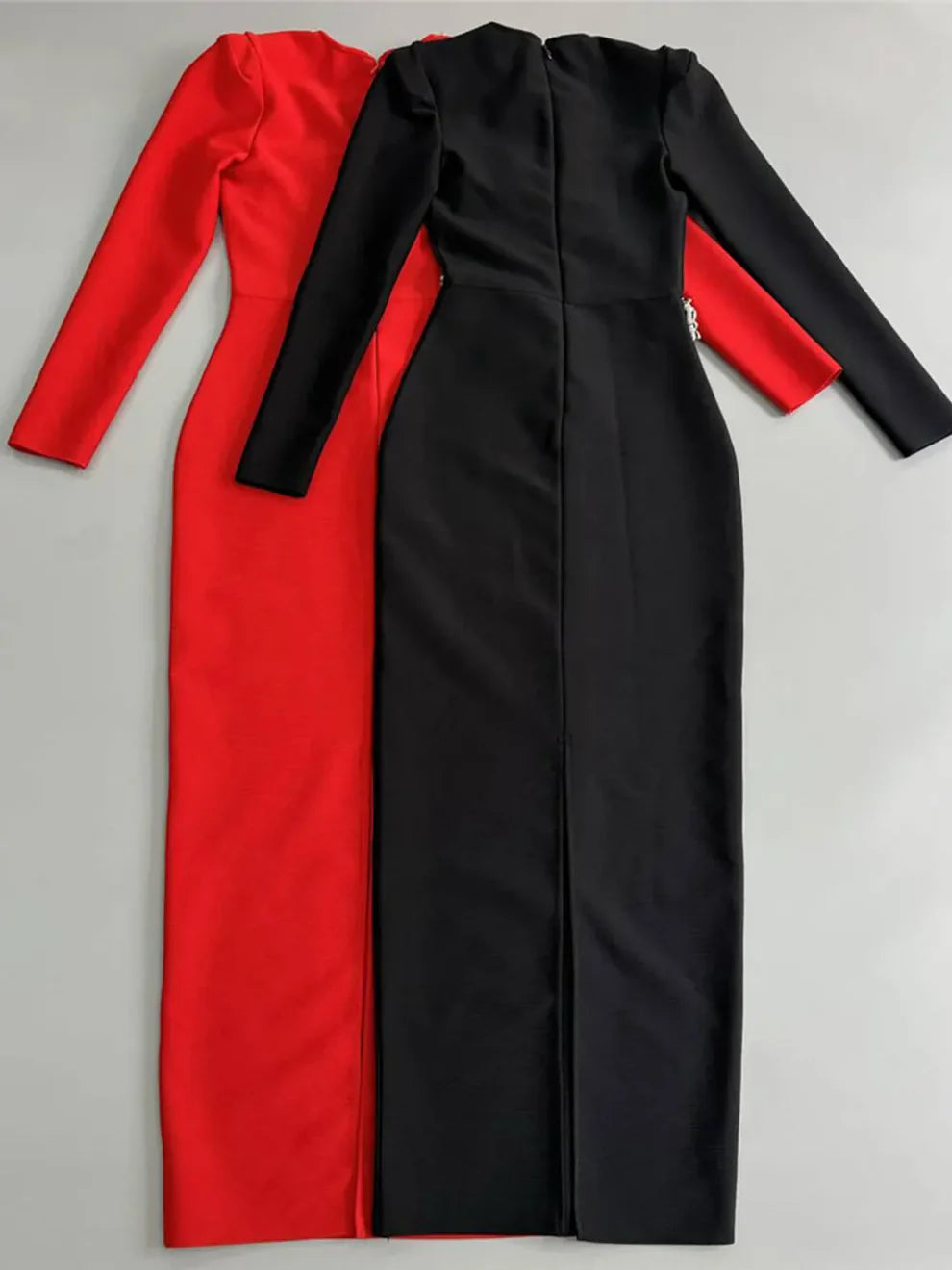 574 Black Pearl-Embellished Sweetheart Cold-Shoulder Bandage Gown