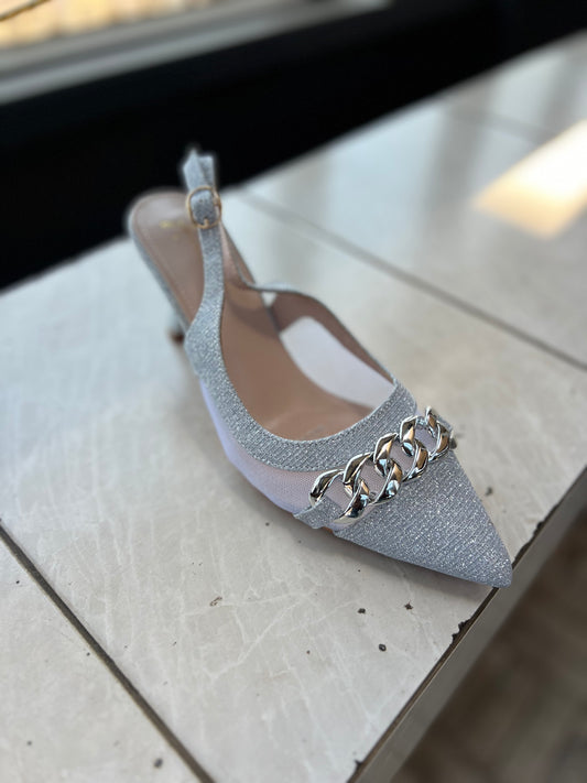 Chainlink ladies heels - Silver