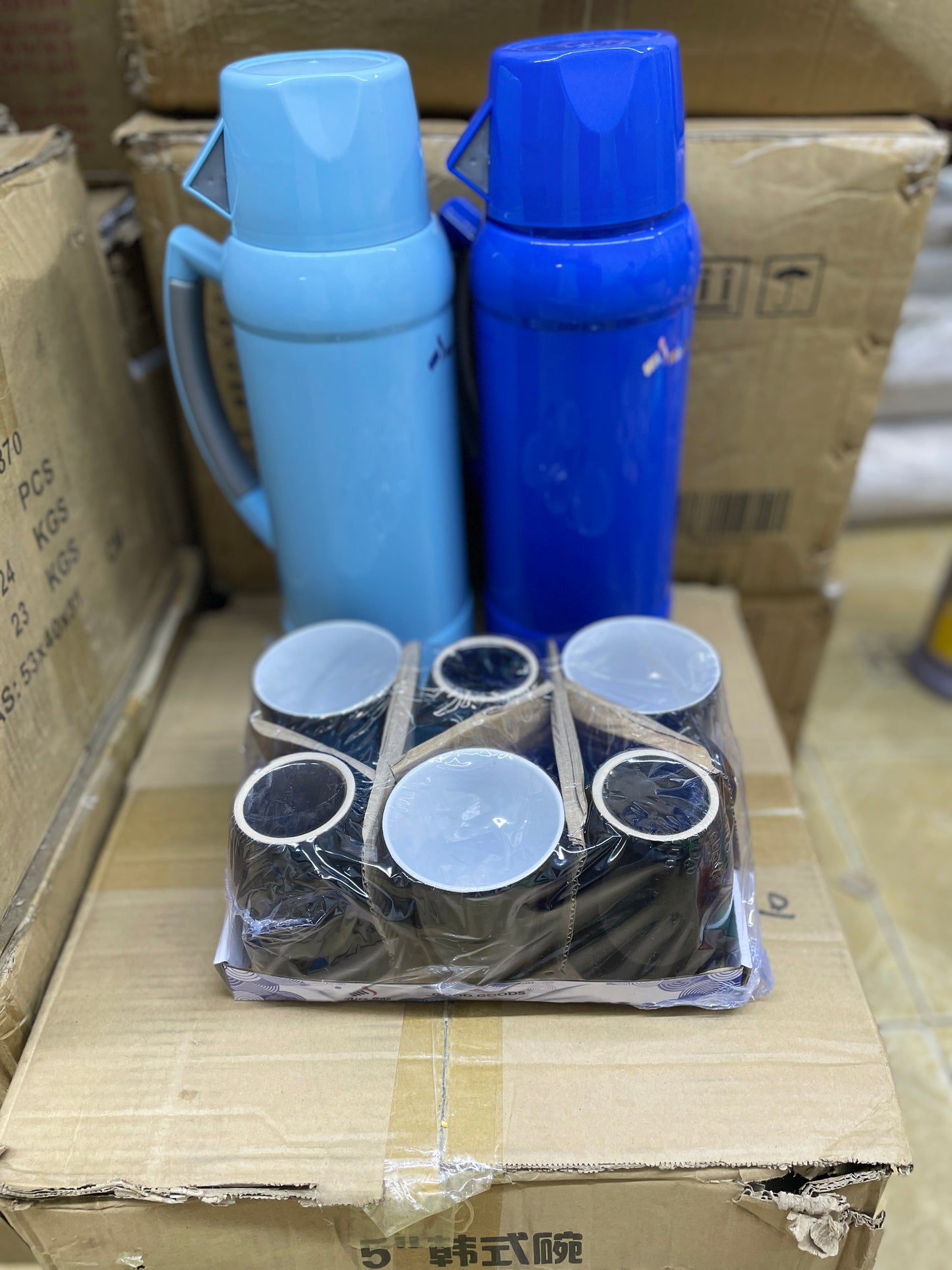 Thermos + 6 Cups Combo - Blue