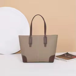 Two-Tone Structured Faux Leather Business Tote Bag