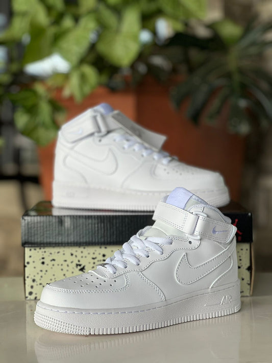 Airforce 1 High Cut Strap Sneakers - White