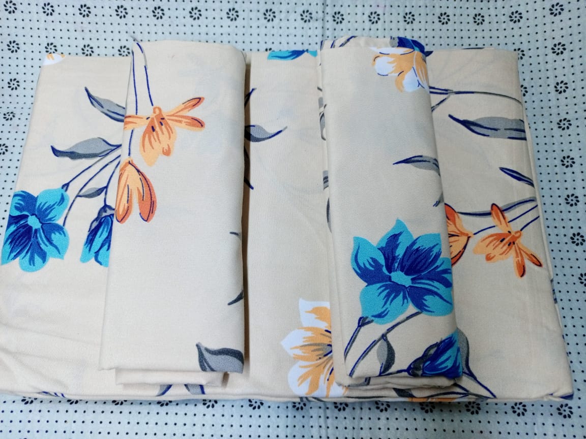 Bed Sheets + Pillow Case Set #002 (Printed) - Off Whites