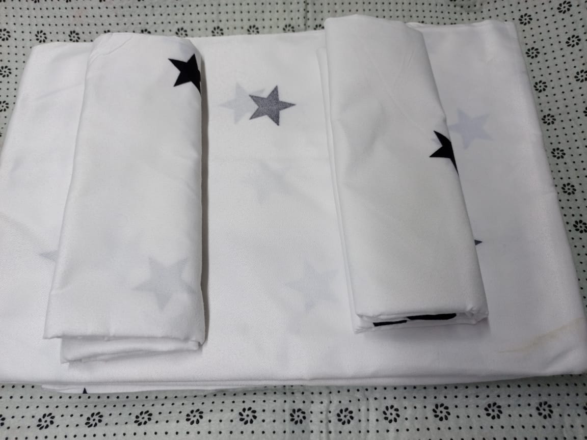 Bed Sheets + Pillow Case Set #002 (Printed) - Whites