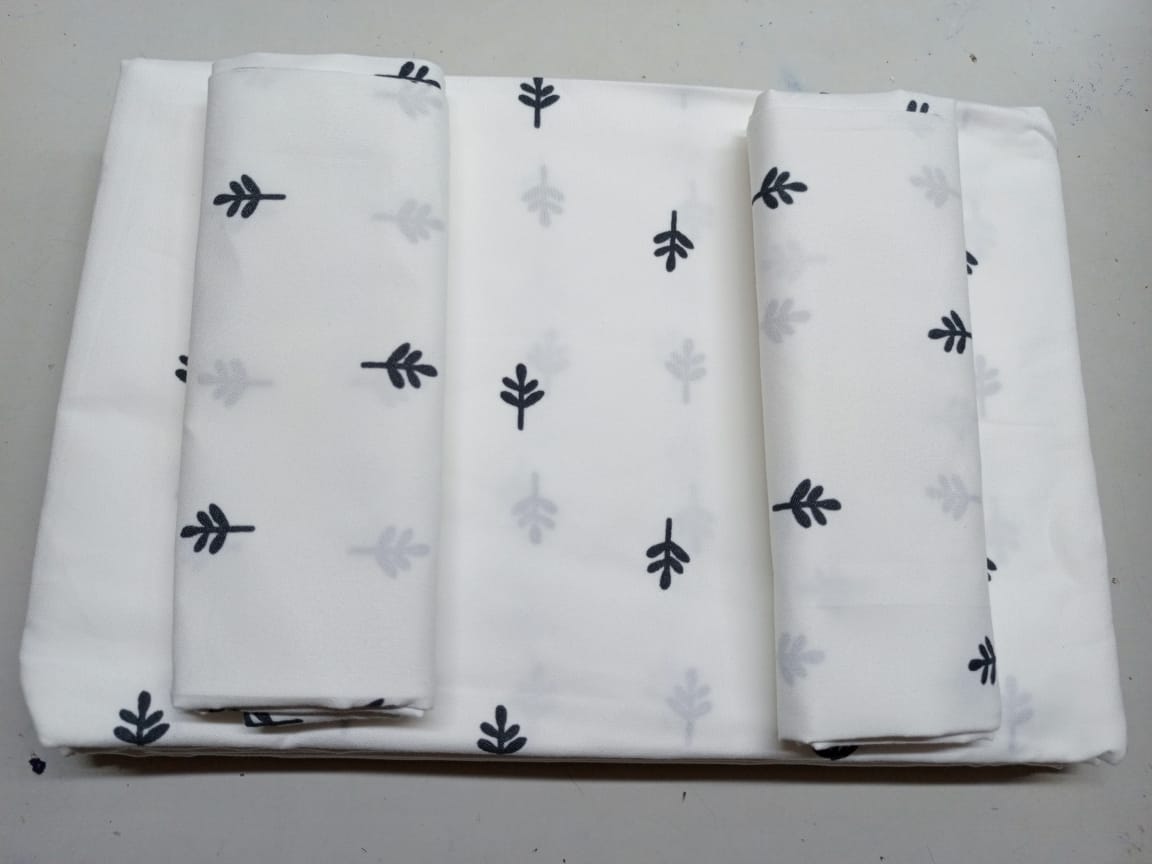 Bed Sheets + Pillow Case Set #002 (Printed) - Whites