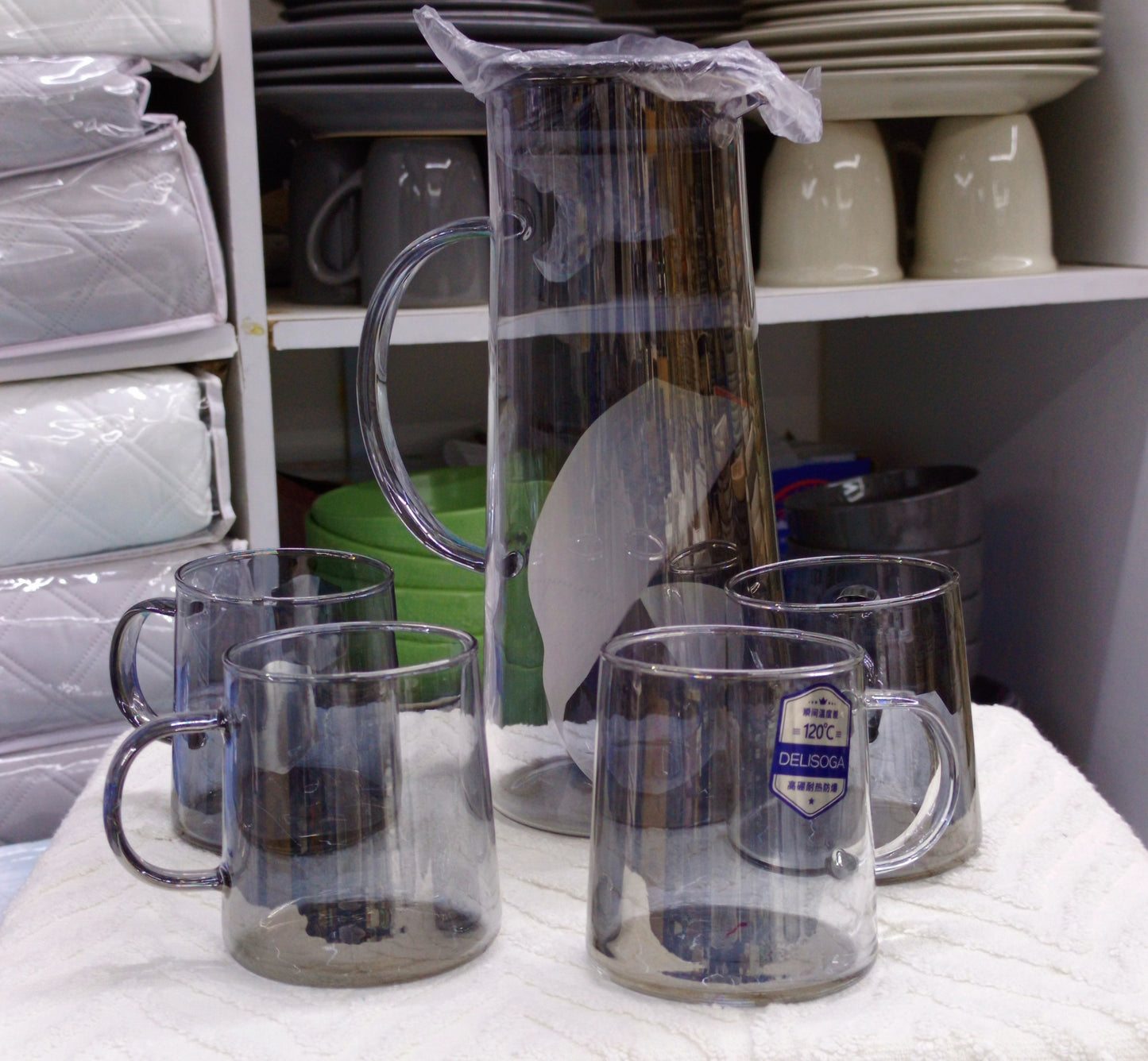 5-Piece Glassware Set (4 Cups + 1 Jug)