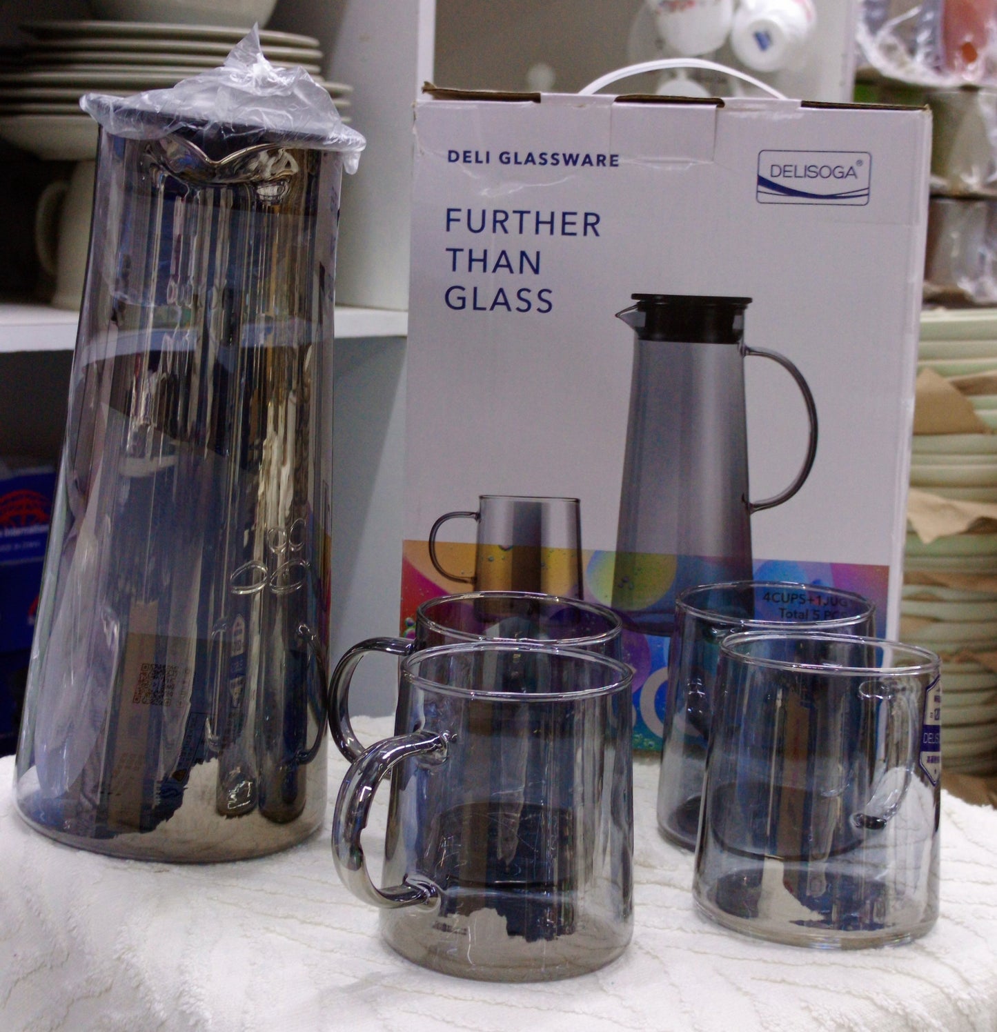 5-Piece Glassware Set (4 Cups + 1 Jug)