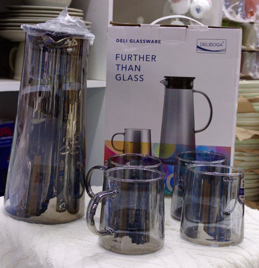 5-Piece Glassware Set (4 Cups + 1 Jug)