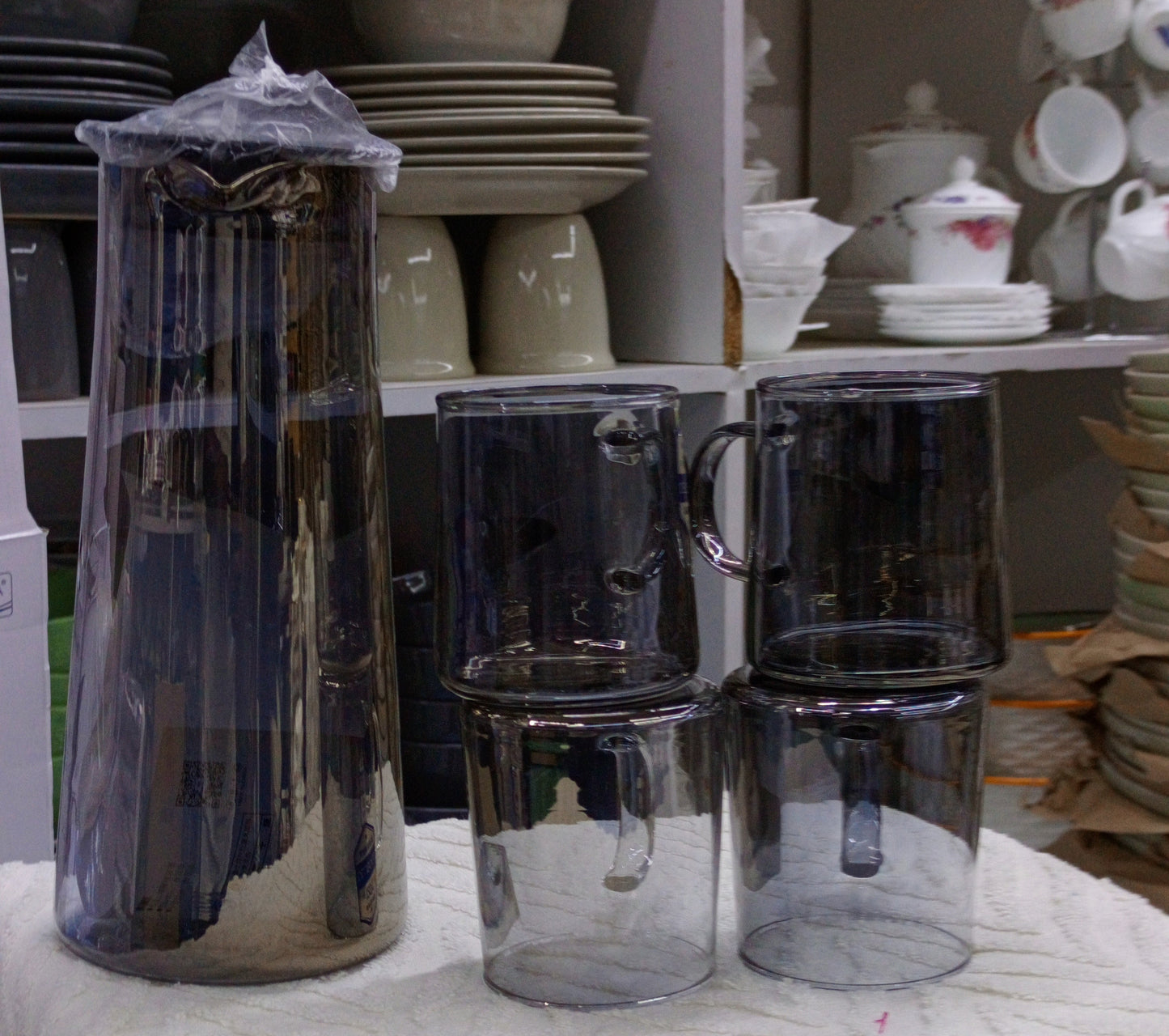 5-Piece Glassware Set (4 Cups + 1 Jug)