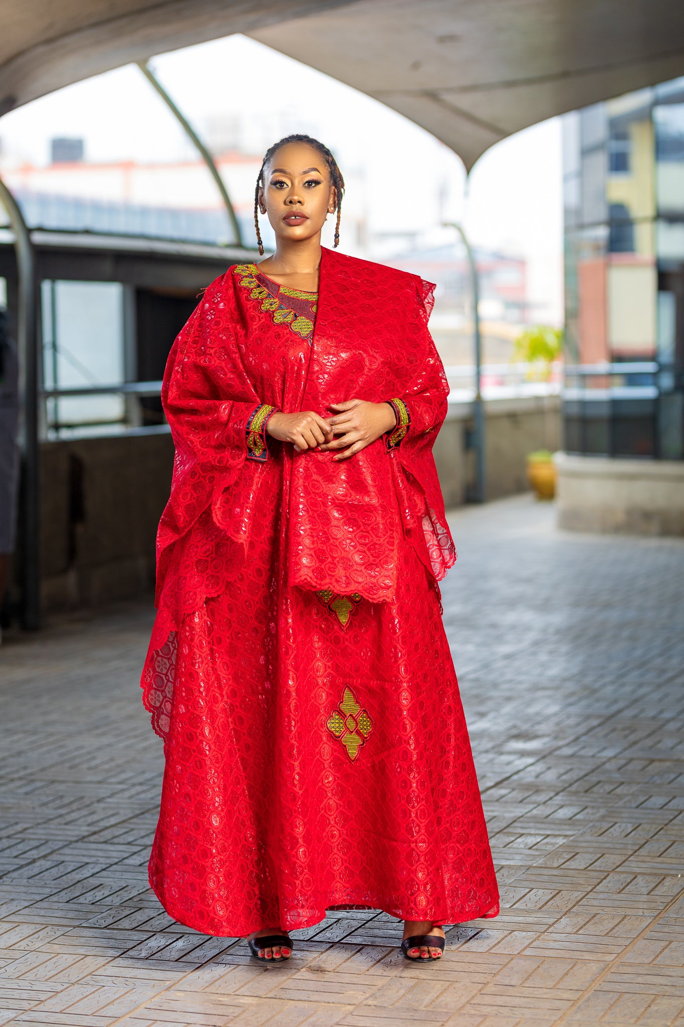 Sheba Majestic  Maxi Dress - Red