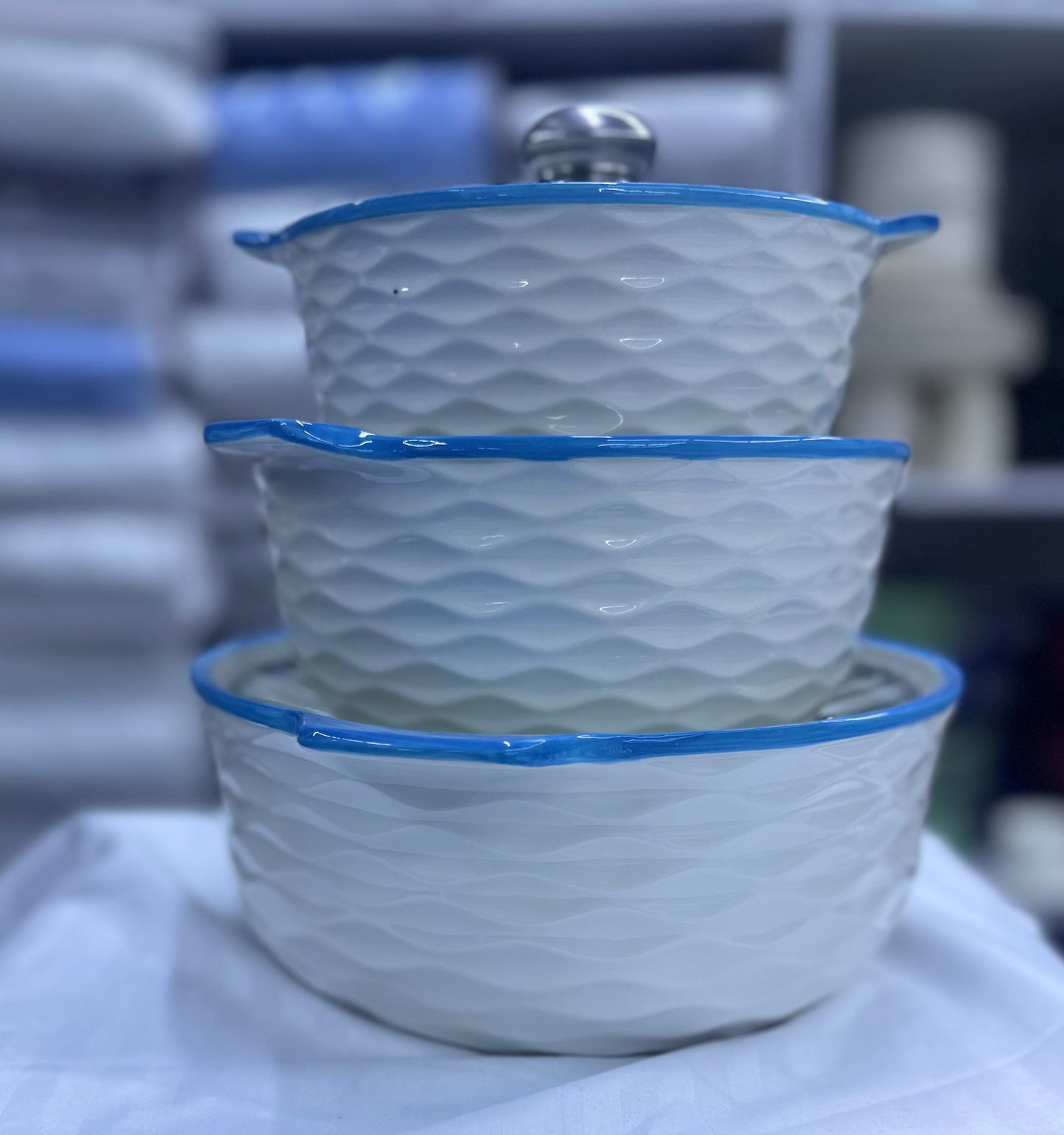 Textured Ceramic Serving Pot Set