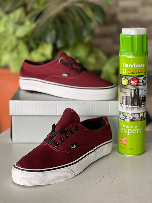 Off the Wall Vans Sneakers - Maroon on White