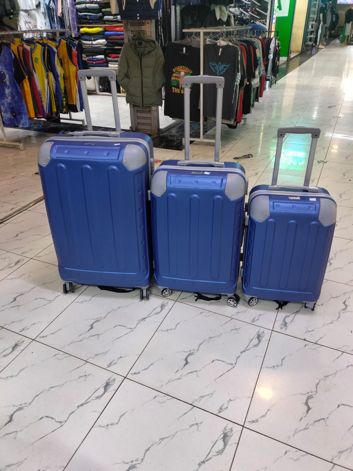 Suitcase 3pc Set (Rubber) - Blue