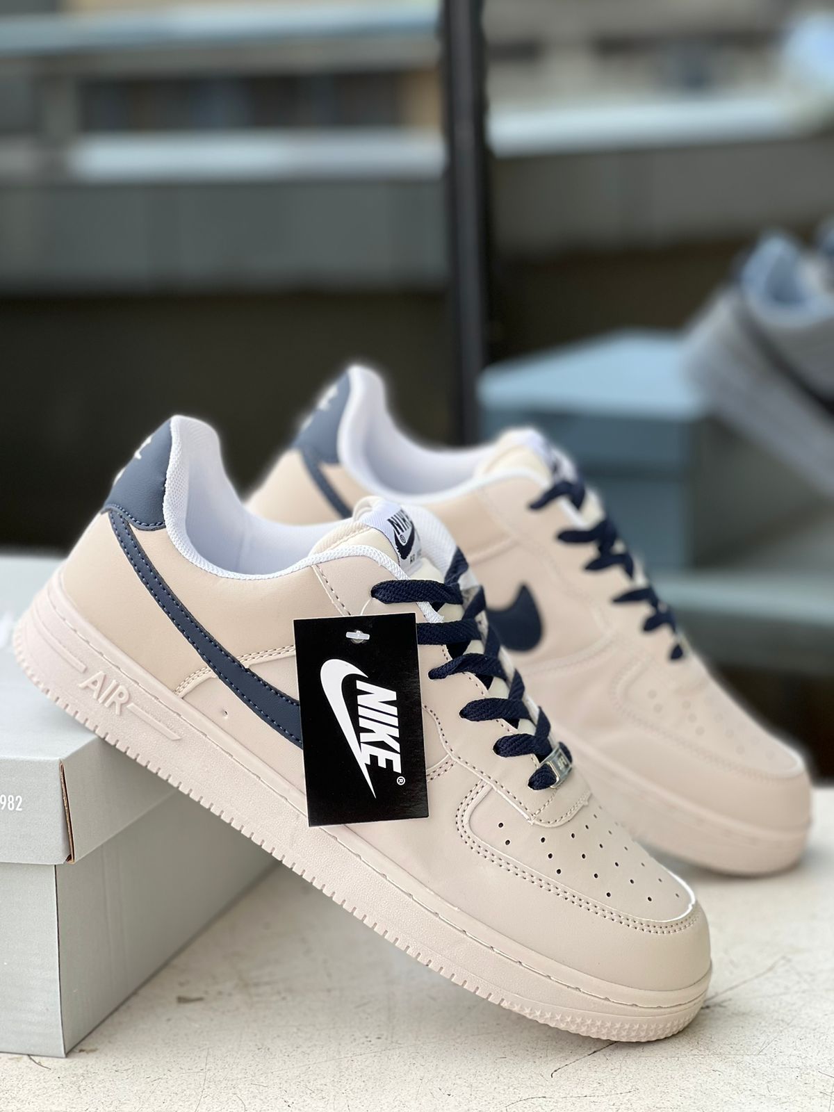 NIke AirForce 1 ‘07 NN'  Sneakers - Beige Navy Blue