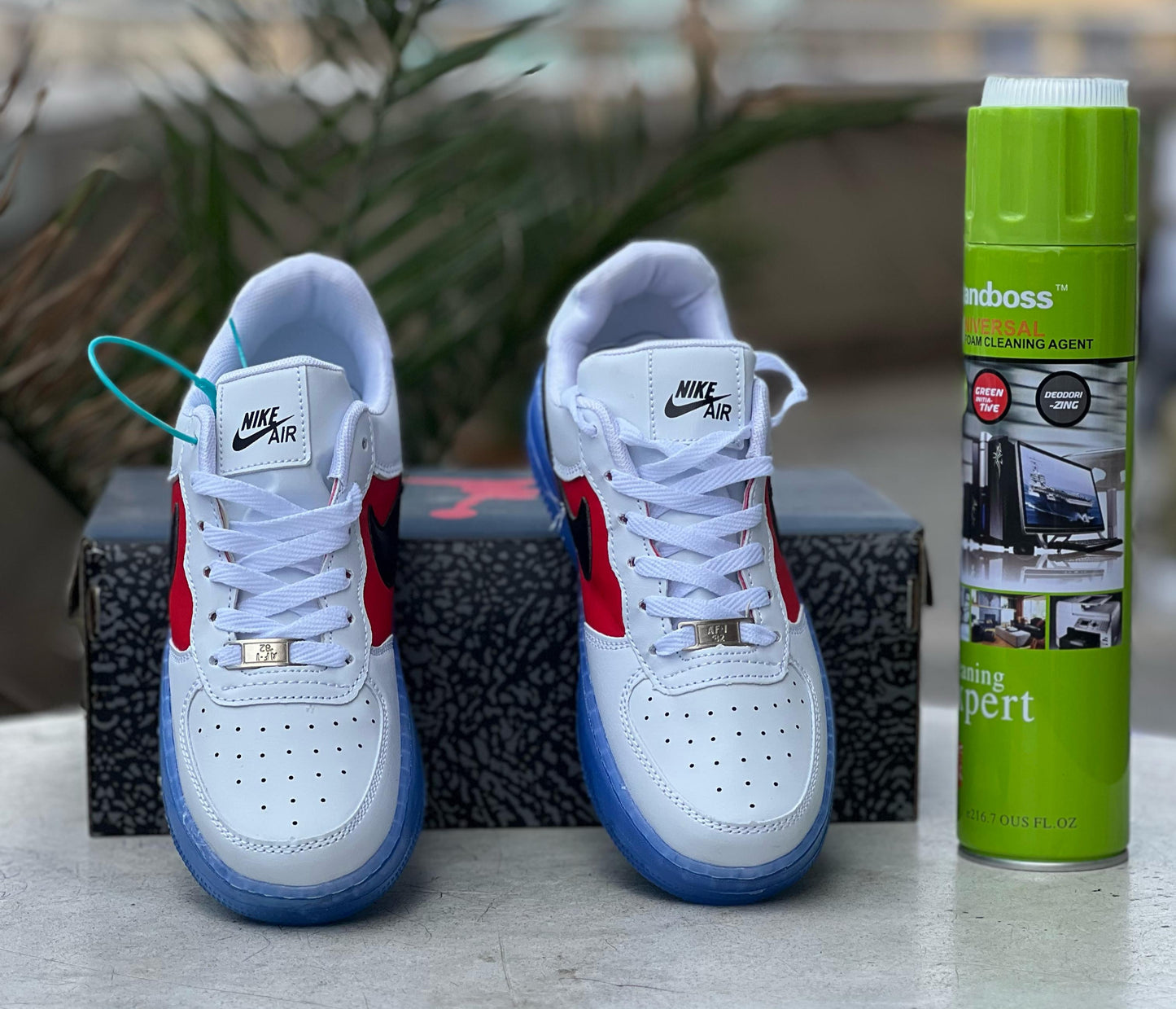 Nike Air Force 1 Low - White, Red, Black & Icy Blue Sole