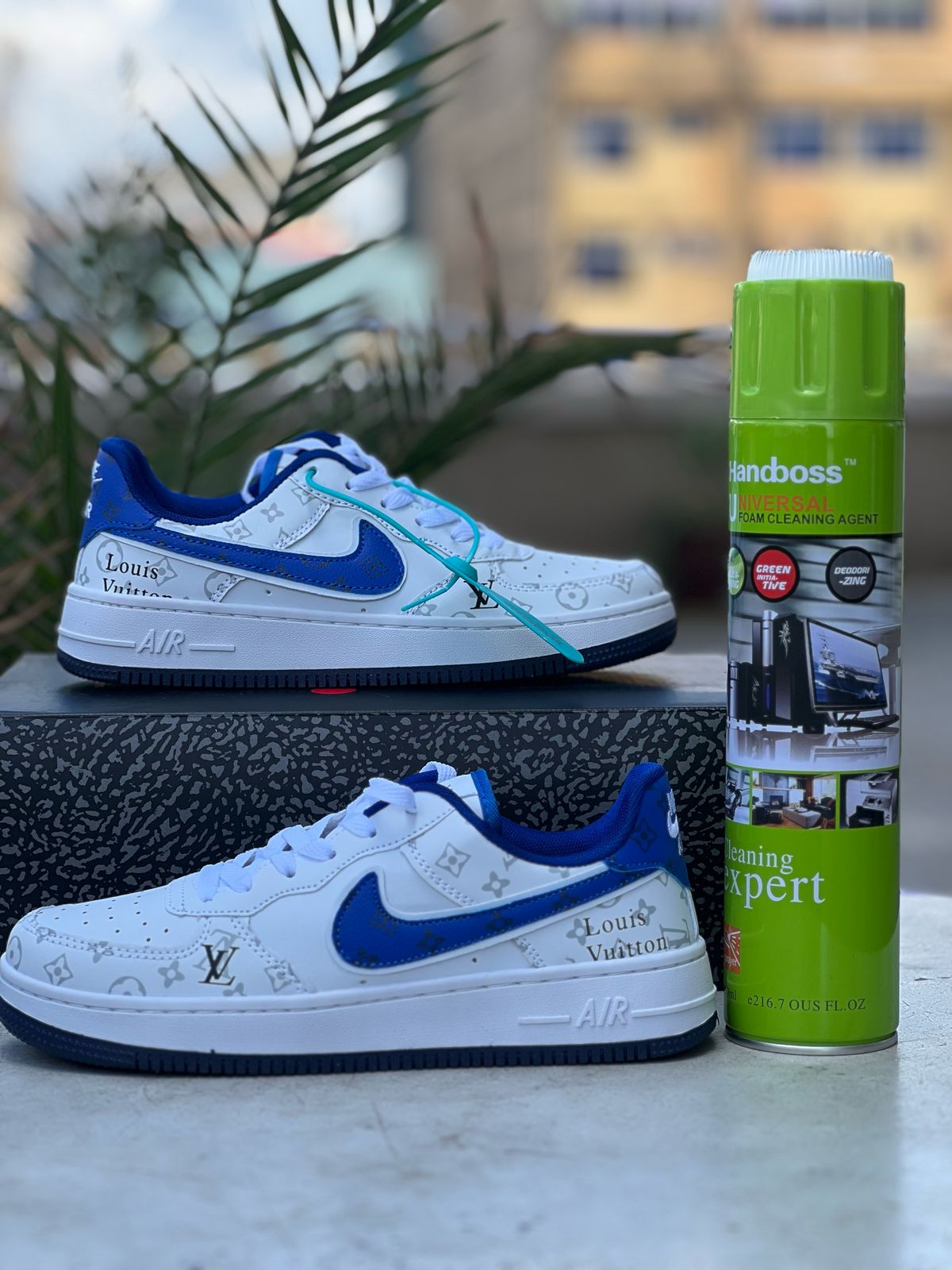 Nike Air Force 1 Low - White, Blue & Louis Vuitton Inspired Accents