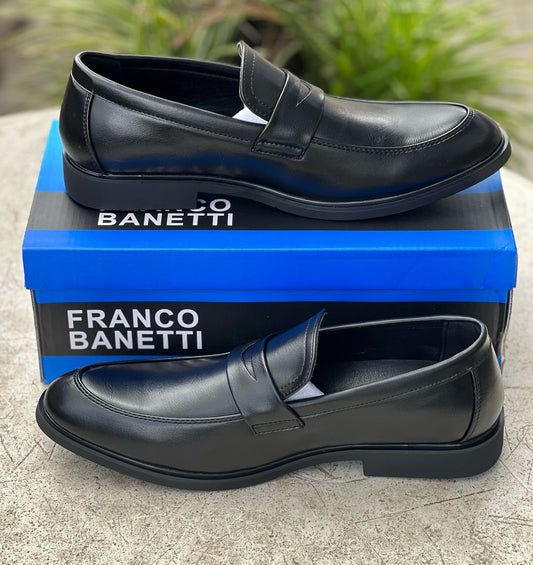 Franco Banetti Classic Leather Loafers for Men - Black
