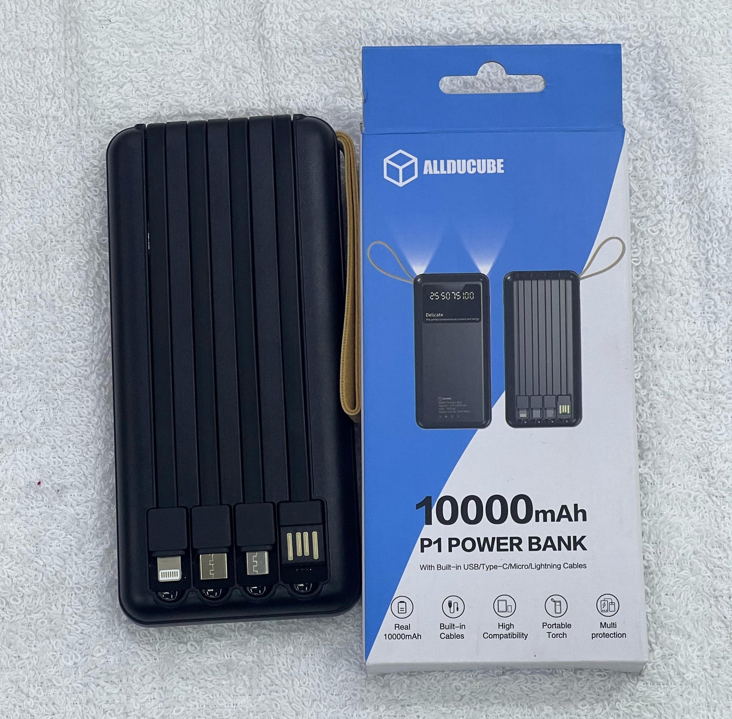 Alldocube P1 10000mAh Power Bank with Integrated Charging Cables