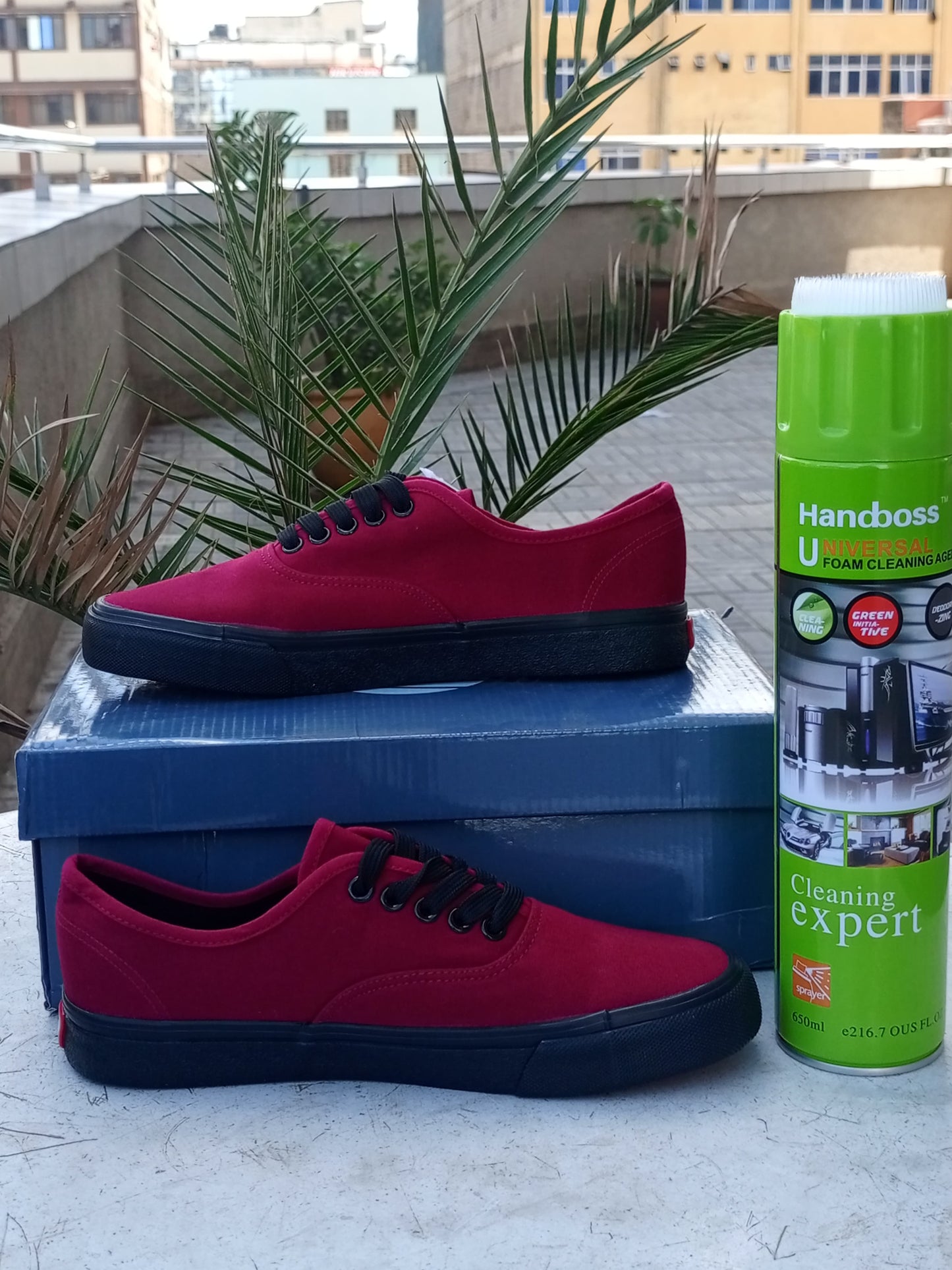 Off the Wall Vans- Maroon on Black