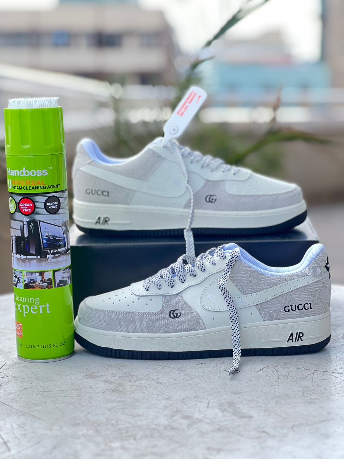 Customized Nike Air Force 1 Low - Off-White & Light Blue Gucci Collab