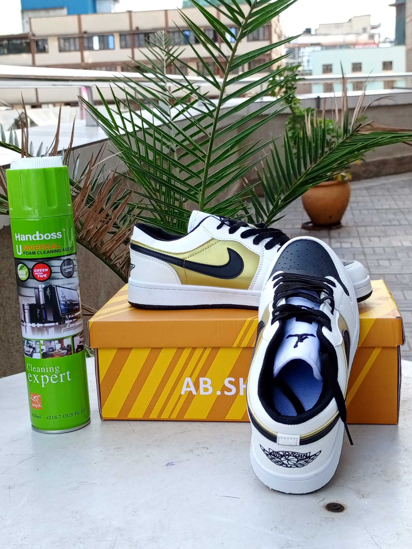 Air Jordan 1 Low  Sneakers - Black, White & Gold