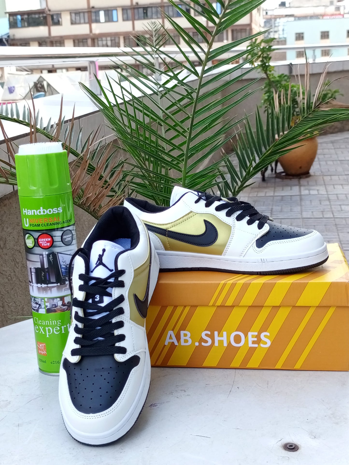 Air Jordan 1 Low  Sneakers - Black, White & Gold