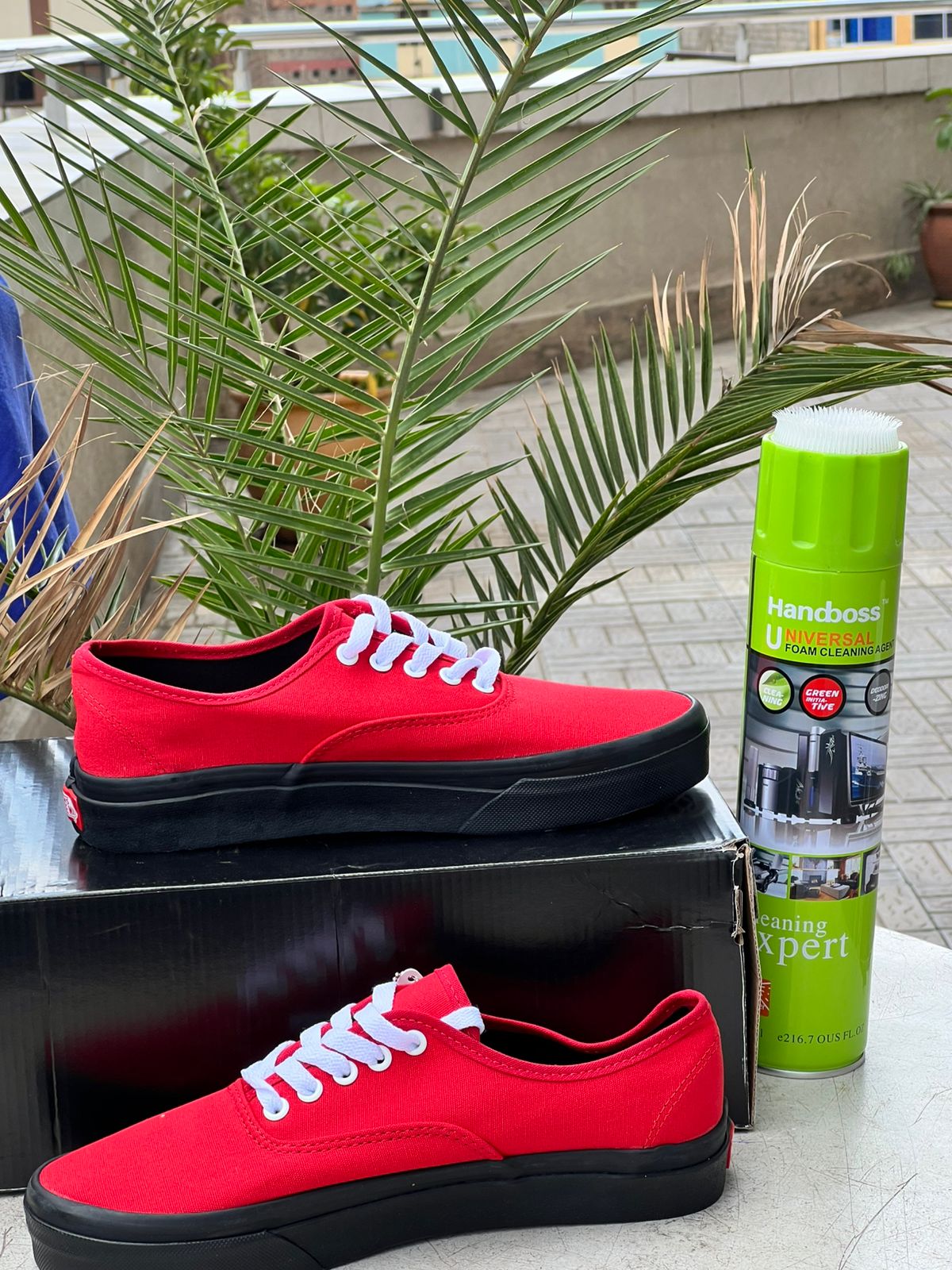 Vans-Inspired Bold Red & Black Sole Canvas Sneakers