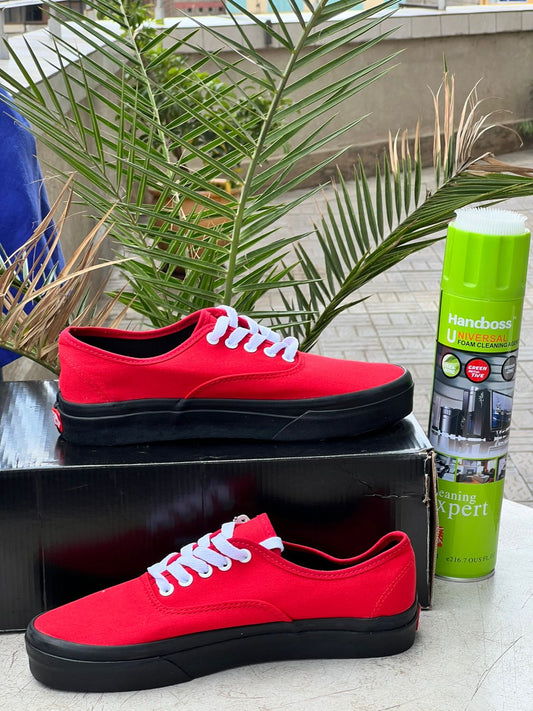 Vans-Inspired Bold Red & Black Sole Canvas Sneakers