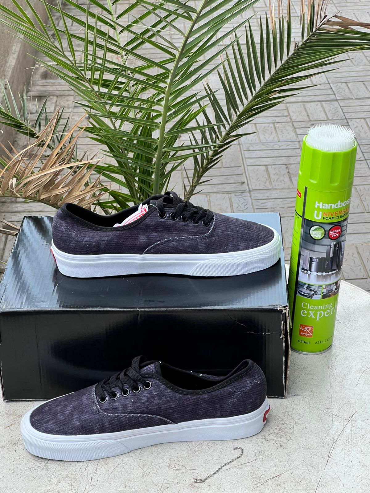 Vans Washed Black Ribbed Canvas Sneakers