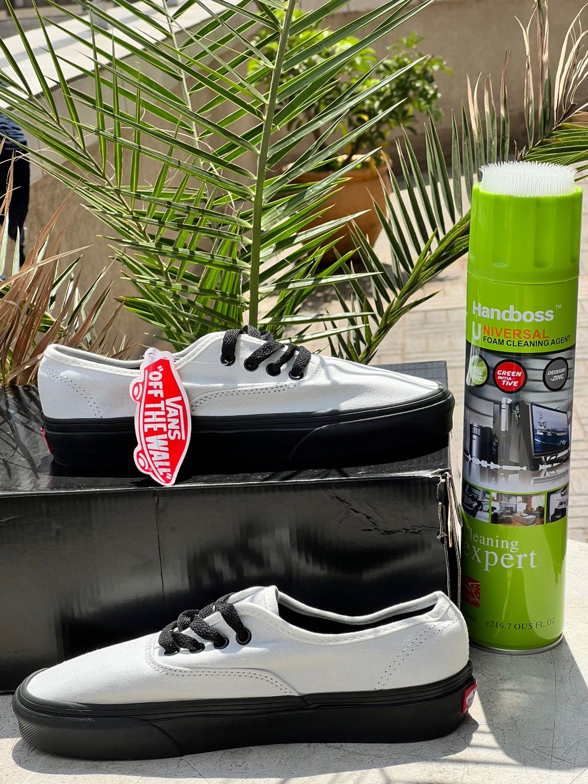 Vans Classic White Canvas & Black Sole Sneakers