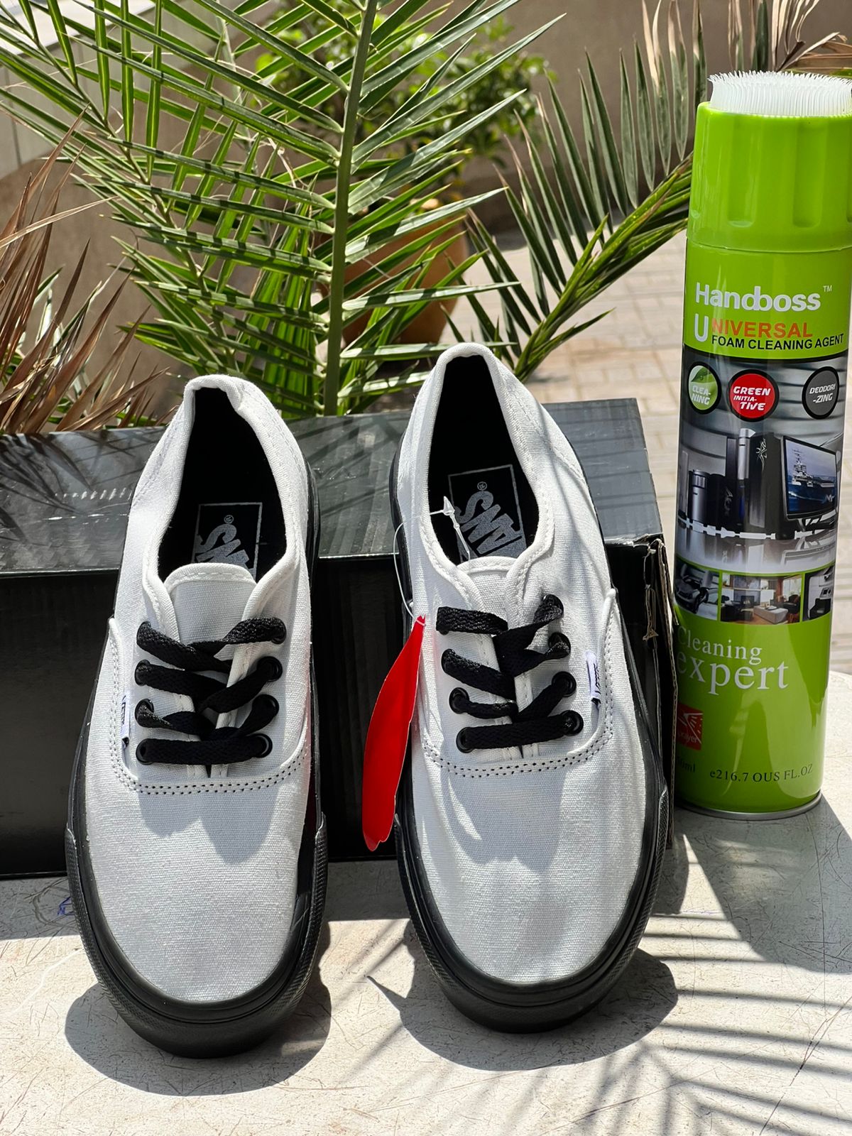 Vans Classic White Canvas & Black Sole Sneakers