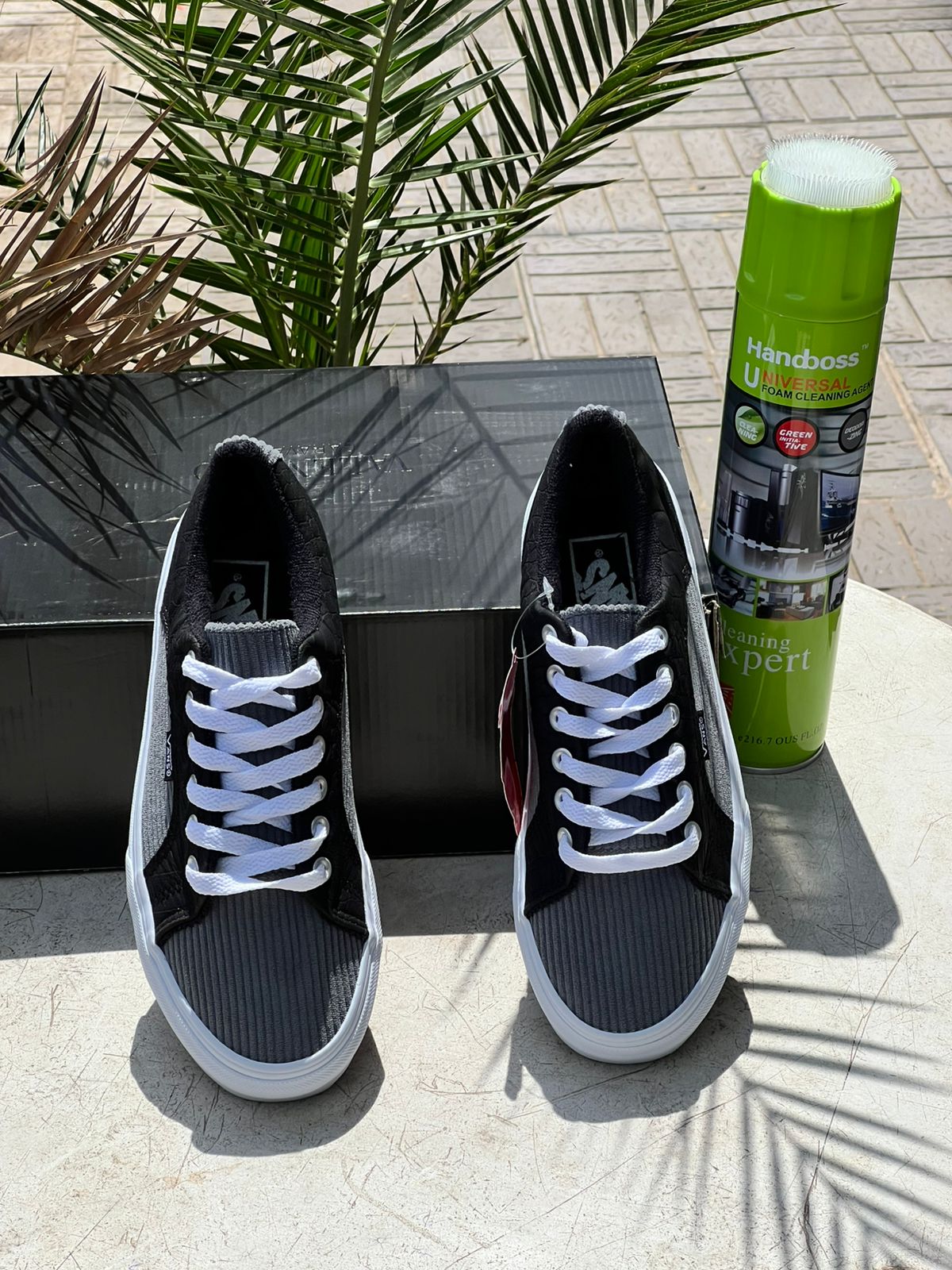 Vans-Two-Tone Ribbed Grey & Black Sneakers