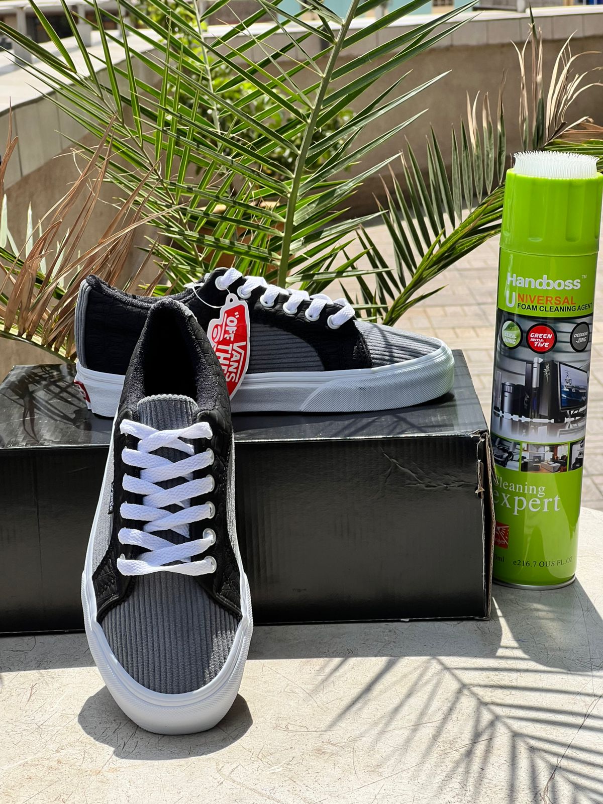 Vans-Two-Tone Ribbed Grey & Black Sneakers