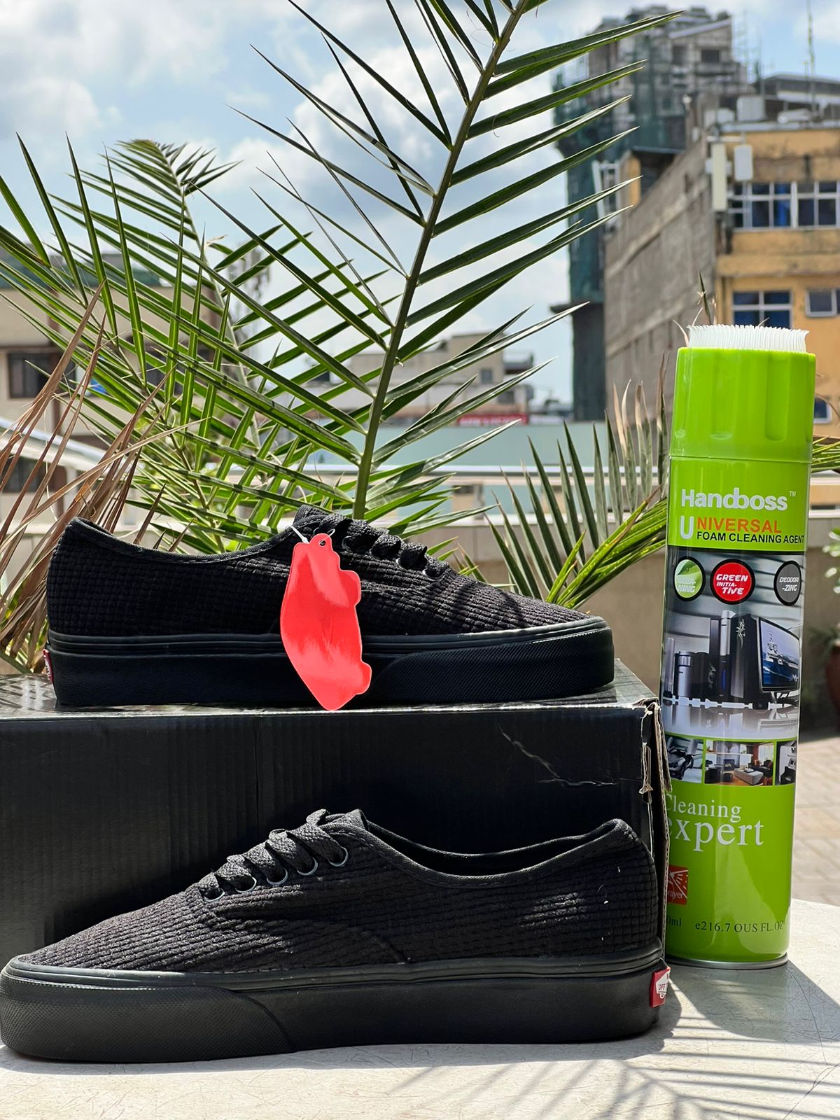 Vans- All-Black Textured Coudroy Sneakers