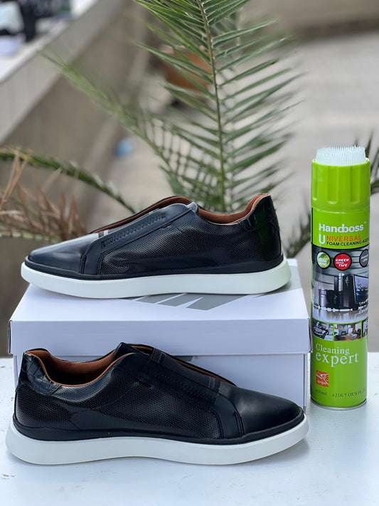 Aldu Men's Black Textured Slip-On Lifestyle Sneakers