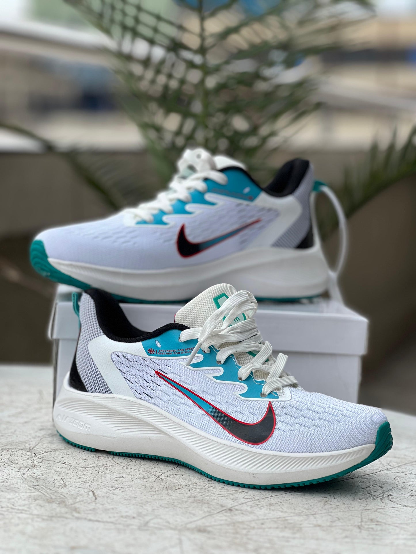 Nike Zoom Running Sneakers - White, Teal & Black
