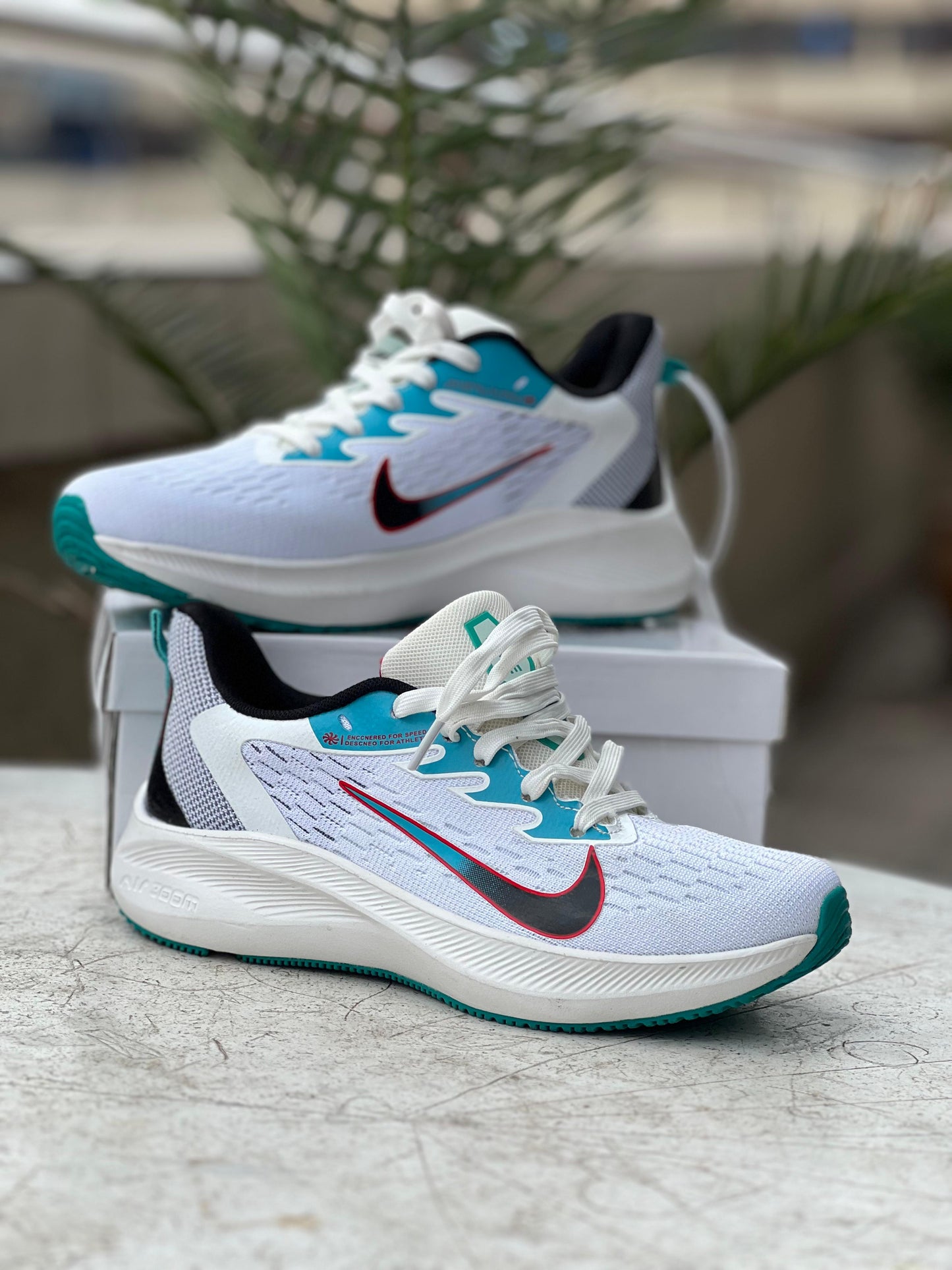 Nike Zoom Running Sneakers - White, Teal & Black