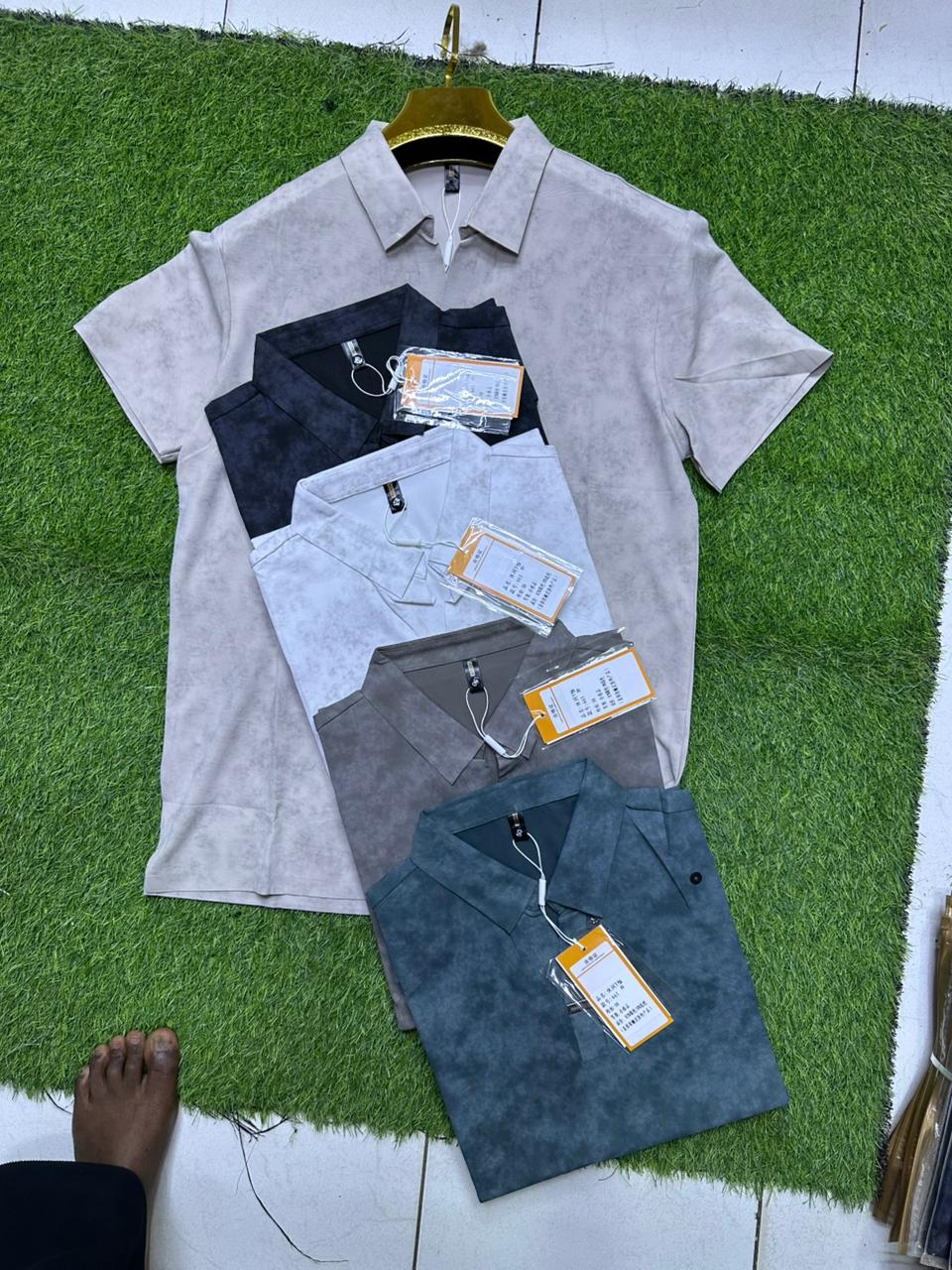 Men’s Suede-Effect Half-Zip Polo Shirt