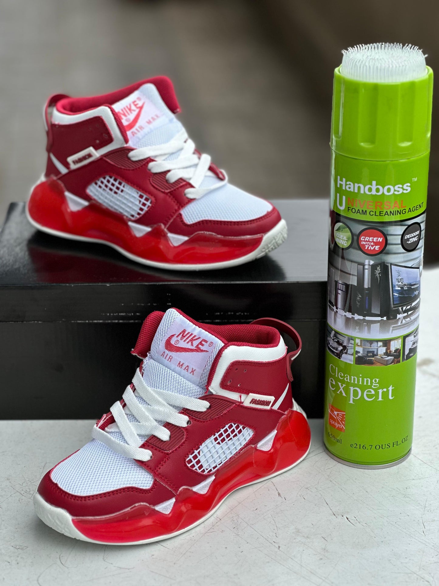 Kids’ Red & White High-Top Sneakers