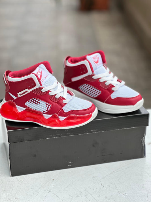 Kids’ Red & White High-Top Sneakers