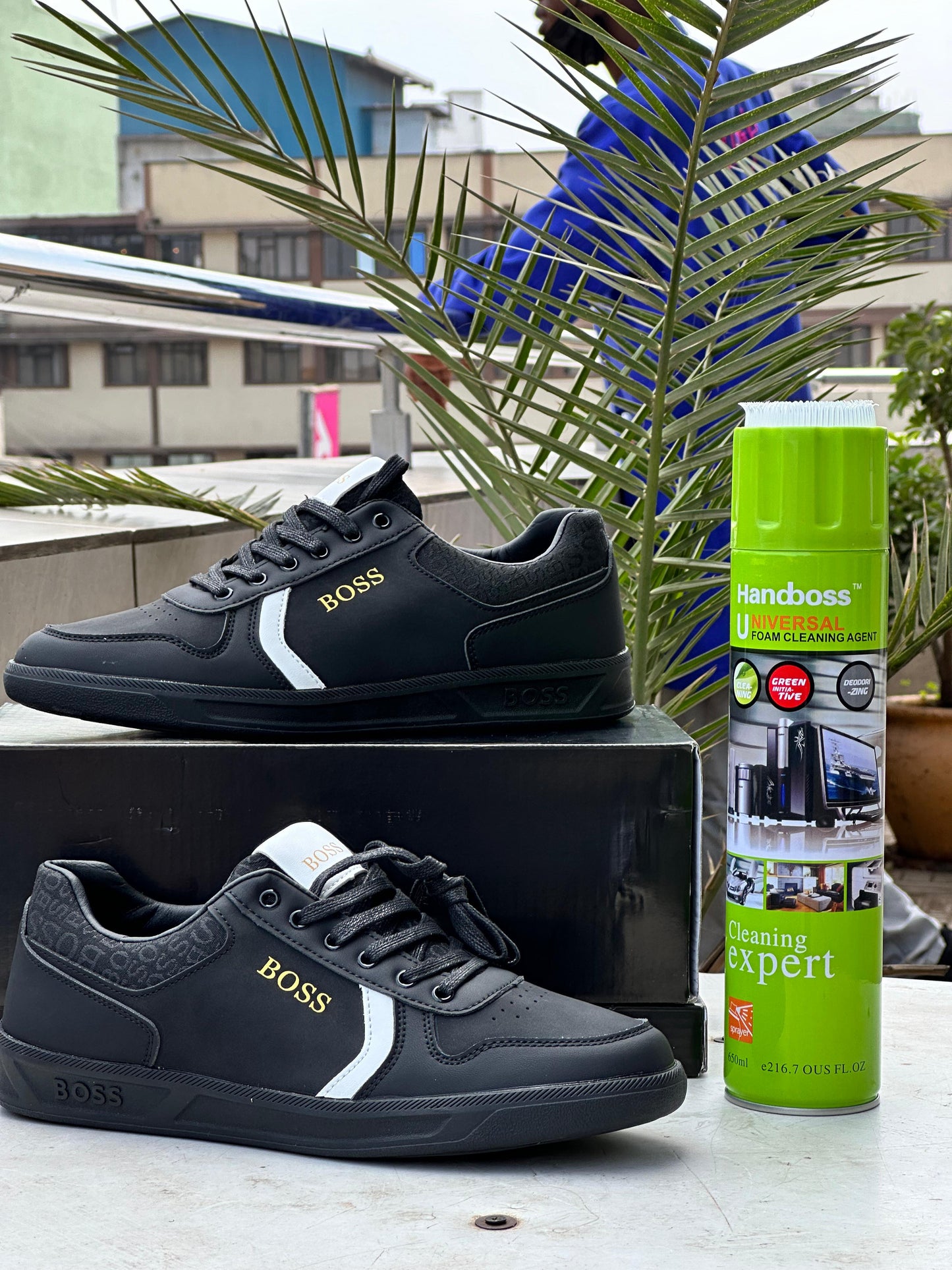 BOSS Casual Sneakers – All Black with White Accent